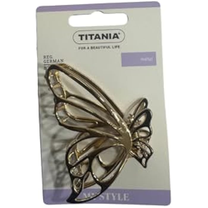 Titania 8302 Butterfly Shape Metal Hair Clip, 7.5 cm Size, Gold - Image 1